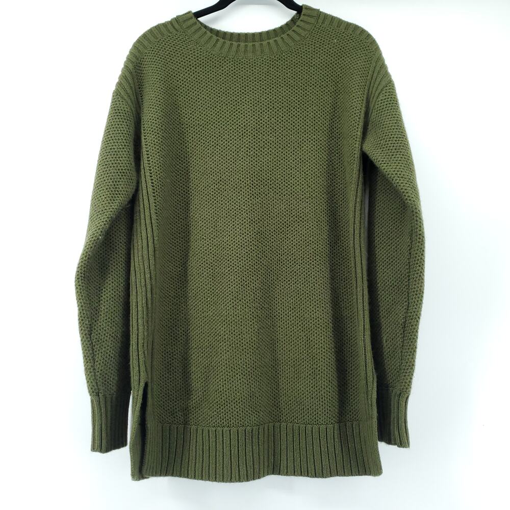 Ana Essential Boho Forest Green Chunky Knit LongSleeve CrewNeck Tunic Sweater XS
